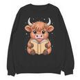 Cute Highland Cow Reading Book Unisex Sweatshirt