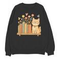 Cute Kawaii Cat Books Flowers Unisex Sweatshirt Cute Kawaii Cat Books Flowers Unisex Sweatshirt