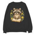 Cute Raccoon Reading Book Flowers Floral Unisex Sweatshirt Cute Raccoon Reading Book Flowers Floral Unisex Sweatshirt