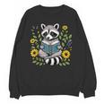 Cute Raccoon Reading Book Flowers Unisex Sweatshirt