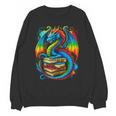 Dragon Reading Colorful Fantasy Book Lover Unisex Sweatshirt Dragon Reading Colorful Fantasy Book Lover Unisex Sweatshirt