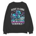 Dragon Reading Just A Girl Who Loves Dragons And Books Unisex Sweatshirt Dragon Reading Just A Girl Who Loves Dragons And Books Unisex Sweatshirt