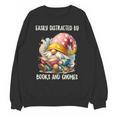 Easily Distracted By Books And Gnomes Book Reading Gnome Unisex Sweatshirt