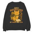 Easily Distracted By Cats And Books Cute Cat Book Lover Unisex Sweatshirt