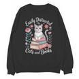 Easily Distracted By Cats And Books Reading Unisex Sweatshirt