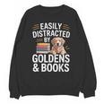 Easily Distracted By Goldens & Books Golden Retriever Dog Unisex Sweatshirt