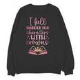 I Fall For The Characters WCrowns Fantasy Book Lover Tee Unisex Sweatshirt