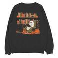 Ghost Library Reading Books Halloween Men Women Kids Unisex Sweatshirt
