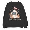 Ghost Reading Book Coquette Bow Halloween Girl Kid Teacher Unisex Sweatshirt
