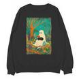 Groovy Ghost Reading Book Cat Halloween Ghost Teacher Unisex Sweatshirt