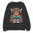Highland Cow Book Floral Bookworm Unisex Sweatshirt Highland Cow Book Floral Bookworm Unisex Sweatshirt
