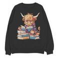 Highland Cow Reading Book Librarian Library Unisex Sweatshirt Highland Cow Reading Book Librarian Library Unisex Sweatshirt