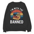 I'm With The Banned Stack Of Books Vintage Sunset Retro Unisex Sweatshirt