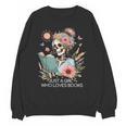 Just A Girl Who Loves Books Messy Bun Book Skeleton Bookworm Unisex Sweatshirt