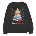 Merry Bookmas Book Christmas Tree Lights Xmas Men Women Kids Unisex Sweatshirt