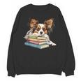 Papillon Books Reading Dog Breed Graphic For Men Women Kids Unisex Sweatshirt Papillon Books Reading Dog Breed Graphic For Men Women Kids Unisex Sweatshirt
