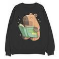Pet Capybara Is Reading Library Capy Word Book Day Teacher Men Women Kids Unisex Sweatshirt
