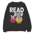 Pig Elephant Reading Cute Book Lover Bookworm Boys Girls Kid Unisex Sweatshirt