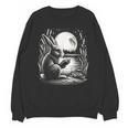 Rabbit Reading Book Full Moon Lake Scenery Unisex Sweatshirt