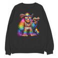 Rainbow Pride Bigfoot Reading Book With Heart Glasses Unisex Sweatshirt