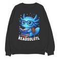 Readsolotl Blue Kawaii Axolotl Book Lover Reading Unisex Sweatshirt Readsolotl Blue Kawaii Axolotl Book Lover Reading Unisex Sweatshirt