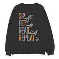 Sip Coffee Pet Cats Read Books Repeat Book Cat Lover Unisex Sweatshirt Sip Coffee Pet Cats Read Books Repeat Book Cat Lover Unisex Sweatshirt