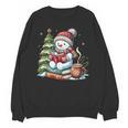 Snowman Reading Book Lovers Christmas Librarian Bookworm Unisex Sweatshirt