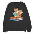 Squirrel Reading Book Glasses Bookworm Librarian Unisex Sweatshirt
