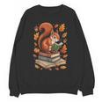 Squirrel Reading Book Lovers Fall Leaves Library Books Unisex Sweatshirt