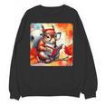 Squirrel Reading Comic Book On Autumn Branch Glasses Leaves Unisex Sweatshirt