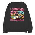 Survived 67 Days Of School Ice Cream Drip Apple Pencil Book Unisex Sweatshirt