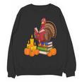 Turkey Reading Books Fall Thanksgiving Teacher Book Unisex Sweatshirt