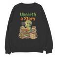 Unearth a Story Triceratops Dinosaur Reading Books Cute Dino Unisex Sweatshirt