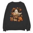 Vintage Ghost Book Reading Pumpkin Gothic Halloween Teachers Unisex Sweatshirt