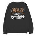Wild About Reading Books Reader Lover Bookworm Leopard Print Unisex Sweatshirt