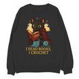 Wizard Cat Reading a Book While Crocheting Unisex Sweatshirt