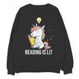 Women's Reading Is Lit Unicorn Library English Teacher Book Lover Unisex Sweatshirt Women's Reading Is Lit Unicorn Library English Teacher Book Lover Unisex Sweatshirt