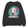 Women's Readsolotl Kawaii Axolotl Reading Book Lover Unisex Sweatshirt