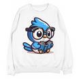 Adorable Book Lover Blue Jay With Reading Glasses Cute Raglan Baseball Tee Unisex Sweatshirt