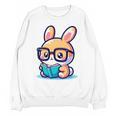 Adorable Book Lover Rabbit With Reading Glasses Cute Premium Unisex Sweatshirt