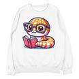 Adorable Book Lover Rattlesnake With Reading Glasses Cute Unisex Sweatshirt Adorable Book Lover Rattlesnake With Reading Glasses Cute Unisex Sweatshirt