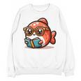 Adorable Book Lover Salmon With Reading Glasses Cute Unisex Sweatshirt
