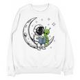 Astronaut Reading Book To Alien Moon Space Astronomy Unisex Sweatshirt