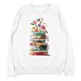 Book Stack With Flowers Reading Lover Bookish Unisex Sweatshirt