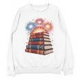Books Fireworks 4th Of July Bookworm Patriotic Reader Unisex Sweatshirt