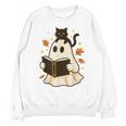 Books Ghost Reading Book Halloween Library Cat Fall Unisex Sweatshirt