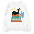 Cat And Books Retro Midcentury Mid Century Aesthetic Unisex Sweatshirt