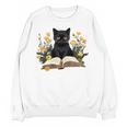Cat Shirts For Women Book Lover Shirt Cute Cat And Book Premium Tri-Blend Unisex Sweatshirt