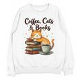 Coffee Cats And Books Lover For Women & Girls Coffee Unisex Sweatshirt