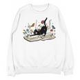 Cute Cat Flower Garden Book Kitty Reading Floral Men Women Girls Kids Unisex Sweatshirt